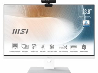 MSI Modern AM241P 11M-084 EU PC All in One PC de sobremesa - Panel IPS FHD de 23,8", CPU Intel Core i7-1165G7 11ª gen, 8 GB de RAM DDR4, SSD M.2 de 256 GB, disco duro 1 TB, Wi-Fi 6 - Blanco