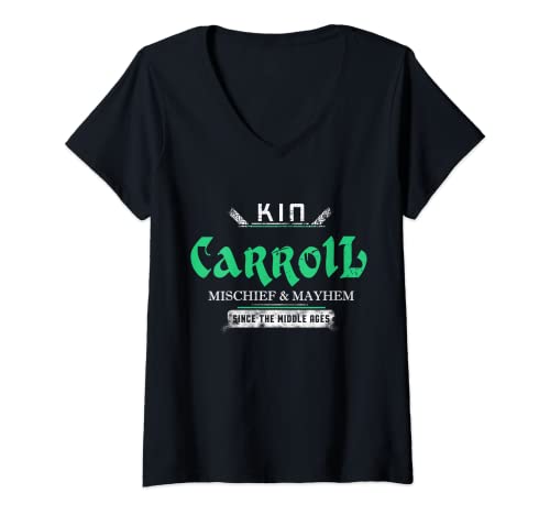 Mujer Kin Caroll travesura y caos desde la Edad Media Camiseta Cuello V