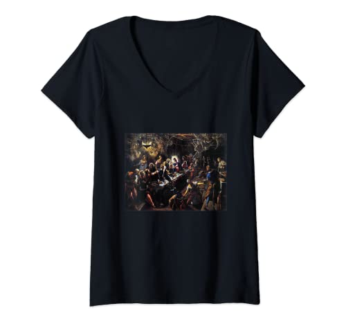 Mujer La última cena de Jacopo Tintoretto Camiseta Cuello V