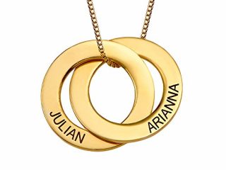 MyNameNecklace Collar Anillo Ruso grabado con 2 Anillos (Chapado en Oro 18k)