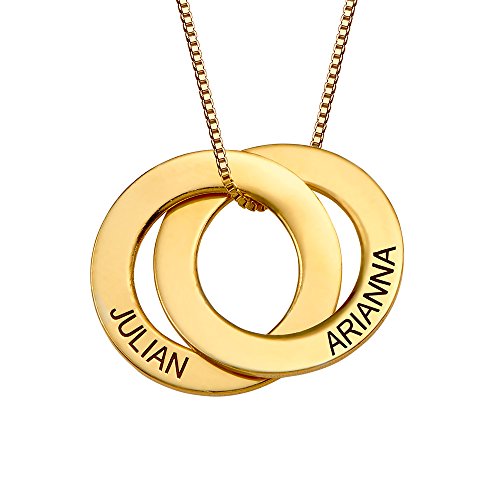 MyNameNecklace Collar Anillo Ruso grabado con 2 Anillos (Chapado en Oro 18k)