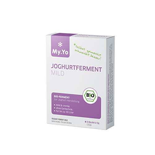 My.Yo - Fermento de yogur orgánico suave, 6 x 5 g, fermento para hasta 30 l de yogur casero
