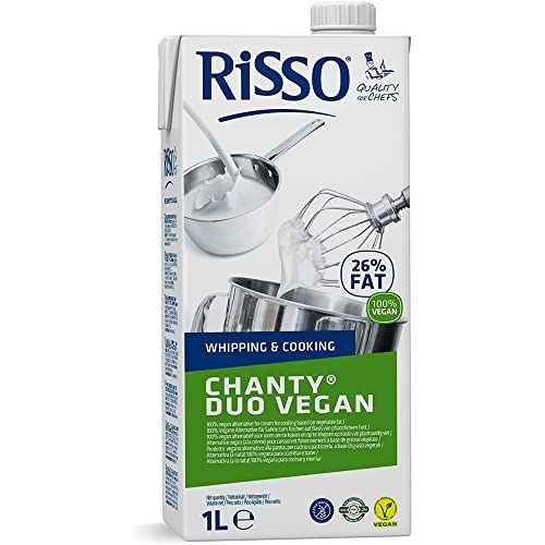 Nata Vegetal Chanty Duo Vegan - Pack de 12 Bricks de 1 L - Textura Cremosa - Potencia el sabor de tus Platos - Sin Gluten y Sin Lactosa - Preparado vegetal para Montar y Cocinar Vegano - Risso