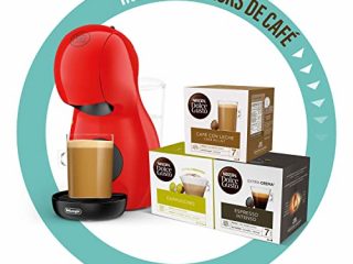 Nescafé Dolce Gusto Piccolo XS De'Longhi EDG210.R - Cafetera de cápsulas con 15 bares de presión, 0.8L, con tres packs de café, color rojo