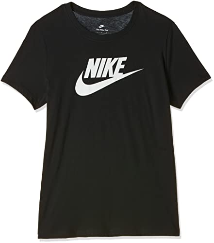 NIKE W NSW tee ESSNTL Icon Futura Camiseta de Manga Corta, Mujer, Negro (Black/White), M