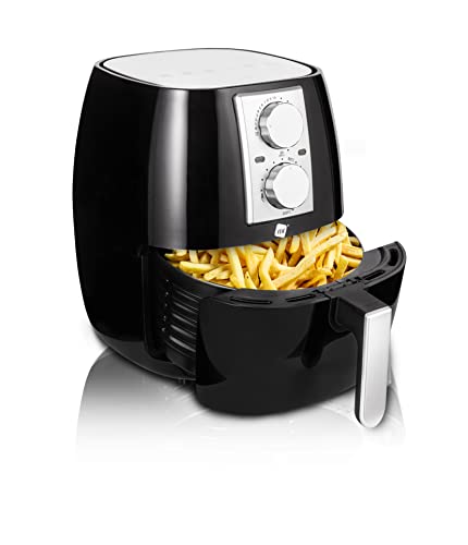 NK Freidora Mecánica sin Aceite 4,5L - Airfryer Caliente XL, Fácil de Usar, 6 Programas, 1500W, Temperatura Regulable hasta 200ºC (Libro de Recetas Digital ESP/EN) - Compatible con Lavavajillas