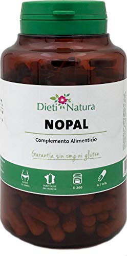Nopal 200 cápsulas de Dieti Natura [Absorbe azúcares y grasas][Fabricado en Francia] (200 cápsulas)