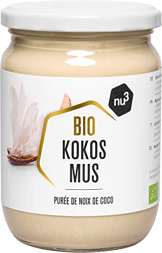 nu3 Crema de coco lista para untar - 450g de mantequilla de coco en tarro de vidrio - 100% orgánico con cocos de Sri Lanka - Cultivo y agricultura ecológica y responsable - Bajo contenido de azúcar