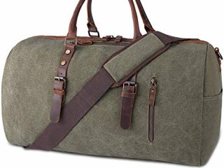 NUBILY Bolsas De Viaje Hombre De Cuero Lona Gran Capacidad Bolsa De Fin De Semana Mujer Vintage Bolsa De Deporte para Actividades al Aire Libre Verde