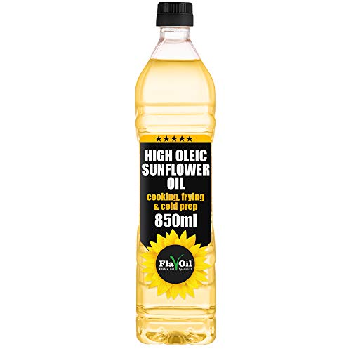 Nueva botella de aceite de girasol con alto contenido en ácido oleico de FlavOil - Aceite de girasol saludable ideal para freír, cocinar y preparar en frío (850ml)