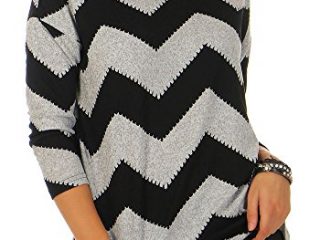 Only Onlelcos 4/5 AOP Top Jrs Noos Camisa Manga Larga, Multicolor (Light Grey Melange AOP:w. Black Zigzag), 36 (Talla del Fabricante: Small) para Mujer