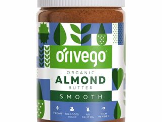 ORIVEGO Mantequilla de almendras orgánica, 450 g – Crema de almendras 100% natural, vegana, sin azúcar y con certificación de producto orgánico