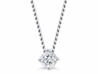 Orovi Collar para mujer de oro blanco, collar con colgante de diamante solitario de 14 quilates (585) y diamantes brillantes de 0,07 quilates, 45 cm de largo, hecho a mano en Italia