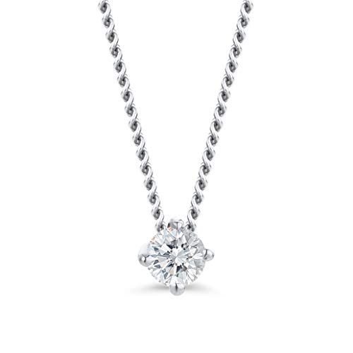 Orovi Collar para mujer de oro blanco, collar con colgante de diamante solitario de 14 quilates (585) y diamantes brillantes de 0,07 quilates, 45 cm de largo, hecho a mano en Italia
