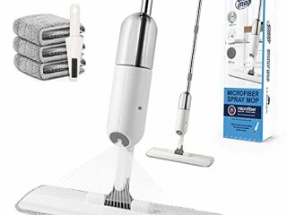 O'woda Spray Mop, Mopa con Pulverizador, Fregona con Vaporizador 450ml, Fregona Mopa Rotación de 360°, con 3 Almohadilla de Microfibra y 1 Rasqueta de Limpieza para Ventanas, Pisos, Azulejos
