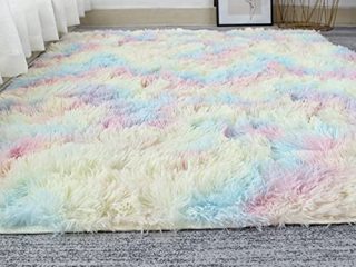 OYIMUA Alfombra súper suave FLUFFY Shaggy Multicolor, 120 x 160 cm, antideslizante, alfombra para niños, para sala de estar, tamaño extra grande, guardería, no se desprende