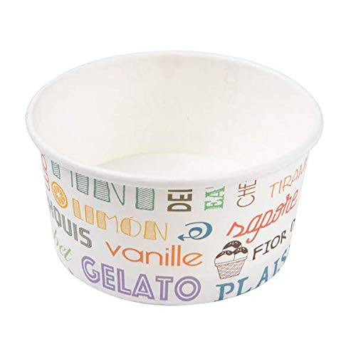packer PRO Pack 50 Tarrina para Helado de Cartón, Envase Redondo para Heladería, Blanco 150ml
