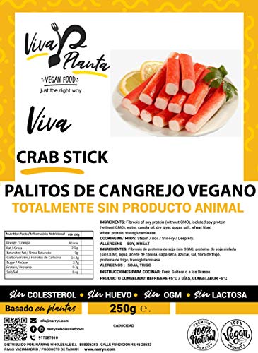 Palitos de cangrejo Veganos 250 g. Viva Planta | Vegan | Sin carne | 100% Vegetal | Plant Based | Sin Gluten (Pack de 3)