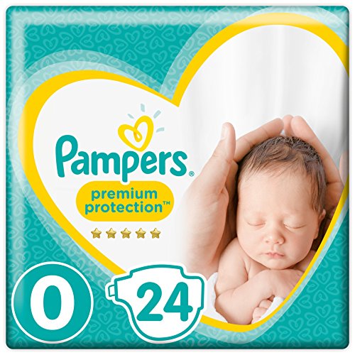 Pampers Premium Protection Baby Pañales (talla 0, 1,5-2,5 kg, 1 paquete de 24 unidades)