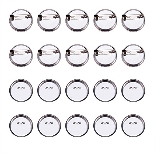 PandaHall Precio del 20 Piezas Platino hallazgos Broche de Hierro de Bricolaje Hierro Plateado, Espacios en Blanco de Base Broche Bandejas Espaldas, 30 mm