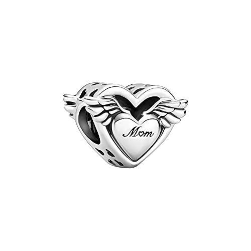 Pandora Colgante de alas de ángel y mamá, plata de ley, ancho: 14,3 mm, 799367C00