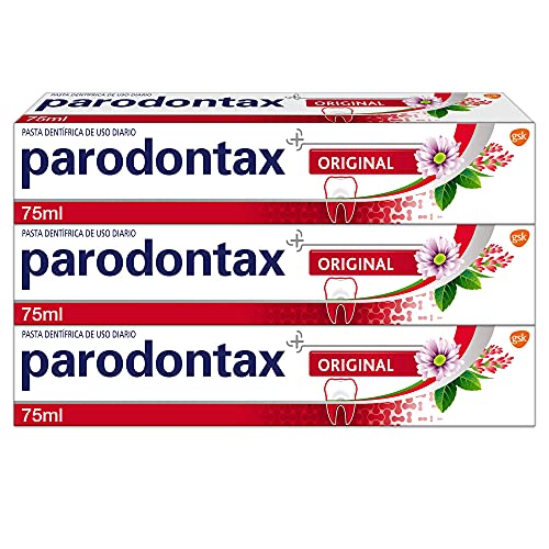 Parodontax, Original, Pasta de Dientes, Ayuda a Detener y Prevenir el Sangrado de Encías, Sabor Menta y Jengibre, Pack de 3 x 75 ml