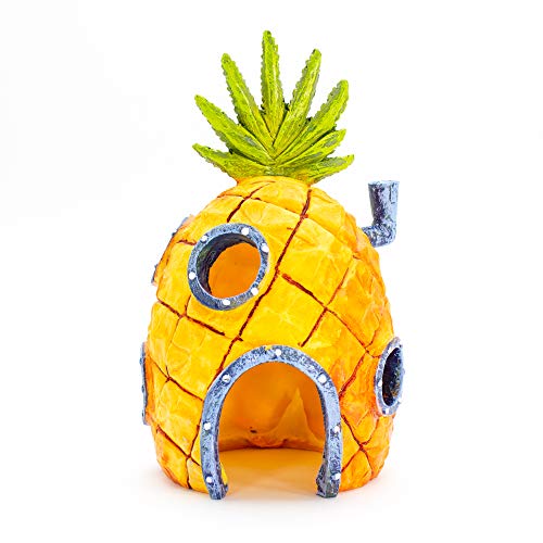 Penn-Plax Adorno de Tanque de Pescado de casa de piña de Bob Esponja de 6.5 Pulgadas de Alto
