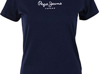 Pepe Jeans New Virginia T-Shirt Mit Logo Camiseta, Azul (Navy 595), Medium para Mujer