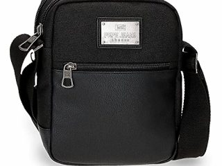Pepe Jeans Scratch Bandolera Dos Compartimentos Negro 17x22x7 cms Poliéster