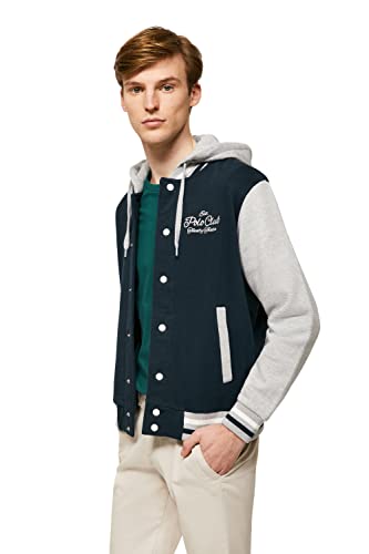 POLO CLUB Sudadera beisbolera Marino con Capucha y Logo Bordado