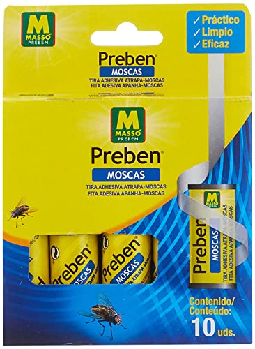 PREBEN 231390 - Tira atrapa-Moscas 10 un, 11 x 14.5 x 2.5 cm, Color Amarillo