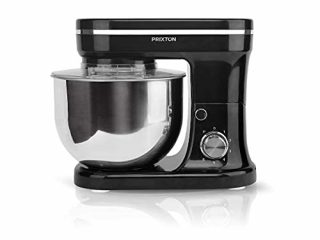 PRIXTON KR200 - Batidora Amasadora Reposteria Potencia 1200 W 6 Velocidades Bol Acero Inoxidable 5 litros 3 accesorios Tapa Transparente - Negro