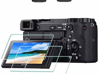 Protector pantalla para Sony A6600 A6400 A6300 A6100 A6000 A5000 y cubierta de zapata caliente, ULBTER cristal templado para Sony Alpha 6600 6400 6300 6100 6000 [3 unidades]