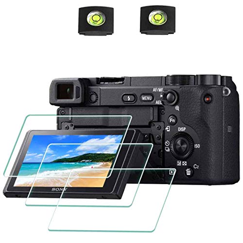 Protector pantalla para Sony A6600 A6400 A6300 A6100 A6000 A5000 y cubierta de zapata caliente, ULBTER cristal templado para Sony Alpha 6600 6400 6300 6100 6000 [3 unidades]