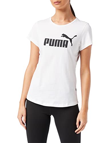 PUMA ESS Logo tee T-Shirt, Mujer, Puma White, S