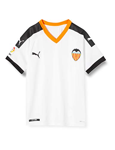 Puma Valencia CF Temporada 2020/21-Home Shirt Replica Jr Camiseta Primera Equipación, Unisex, White Black-Vibrant Orange, 152