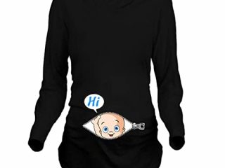 Q.KIM Camiseta Divertido Estampada de Sin Mangas/Manga Corta/Manga Larga premamá para Mujer Embarazo Lactancia T-Shirt-Hi Serie