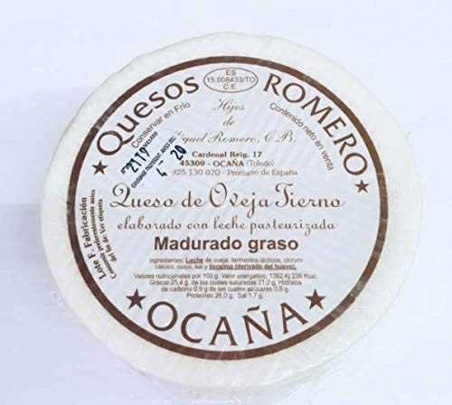 QUESO ROMERO OCAÑA TIERNO QUESO ROMERO OCAÑA TIERNO 100% de leche pasteurizada de oveja con un color de corteza blanco y un sabor suave, ligero y agradabe.