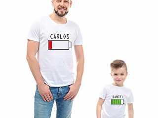 Regalo Personalizado para Padres e Hijos: Pack de Camisetas o Camiseta + Body ‘Cargando’ Personalizadas con Sus Nombres
