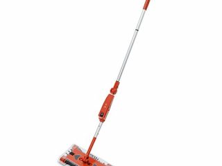 Relaxdays Escoba Eléctrica sin Cable, Cepillo de Barrer con Batería Recargable, Palo Ajustable de 126 cm, Rojo/Plateado