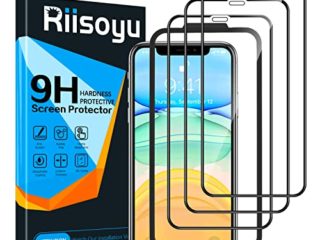Riisoyu 3 Piezas Protector Pantalla para iPhone 11 /iPhone XR, Cobertura Completa Cristal Templado con Marco de Alineación, Dureza 9H Vidrio Templado, Sin Burbujas, Anti-Arañazos - 6.1 Pulgadas