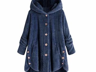 riou Mujer Sudadera con Capucha para Mujer tamaño Grande suéter para Mujer otoño e Invierno Camisa de Manga Larga Chaqueta Caliente botón de Felpa Descuento