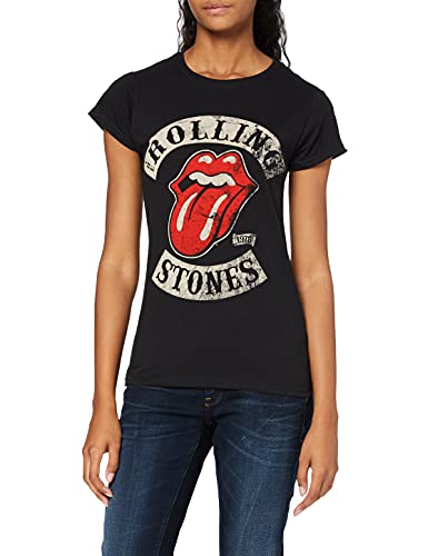 Rolling Stones The Tour 1978 Camiseta, Negro (Black Black), 40 ES para Mujer