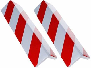 Rovtop 2 unidades 40 * 15 Paragolpes Protector para La Puerta de Coche Columnas Parking protector puerta garaje Esquina Parking Adhesivo Al Apagar-ROJO+BLANCO