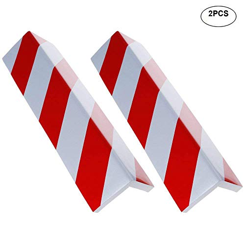 Rovtop 2 unidades 40 * 15 Paragolpes Protector para La Puerta de Coche Columnas Parking protector puerta garaje Esquina Parking Adhesivo Al Apagar-ROJO+BLANCO