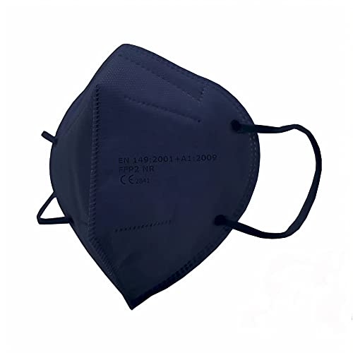 SALO MED - 20 Mascarillas FFP2 AZUL MARINO - Mascarilla desechable FFP2 CE 0598 Certificado - empaquetado individualmente, 5 capas de filtro, Filtración de partículas (BFE)> 95% - Lote de 20 piezas