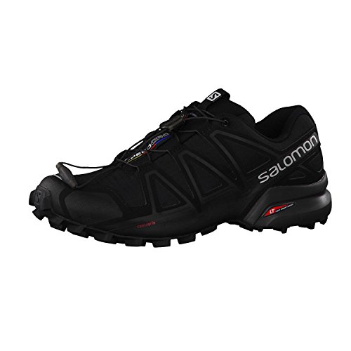 Salomon Speedcross 4 Zapatillas de Trail Running para Hombre, Ofrecen Agarre y un Punto de Apoyo Preciso, Negro (Black Metallic), 43 1/3 EU