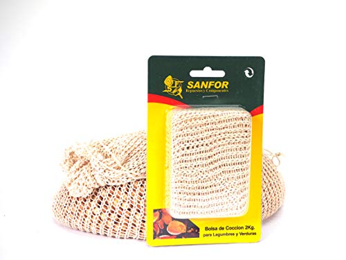 Sanfor Bolsa de cocción legumbres de 2 kg | Apta para Todo Tipo de ollas a presión | Algodón 100% | Color Marrón