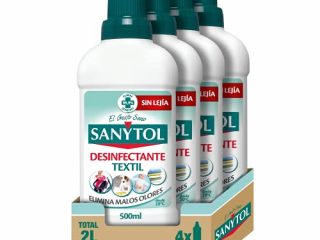 Sanytol – Desinfectante Textil, Elimina Gérmenes y Malos Olores de la Ropa Sin Lejía - Pack de 4 x 500 ML = 2L