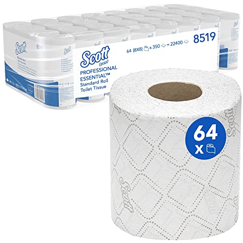 Scott* 350 Rollos de papel higiénico 8519, blancos, 2 capas, 1 x 350 (350 hojas)